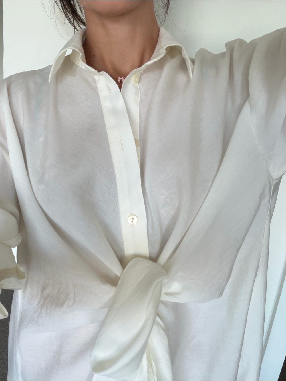 Zara Tie-Waist Maxi Shirt Dress - Picture 2 of 5